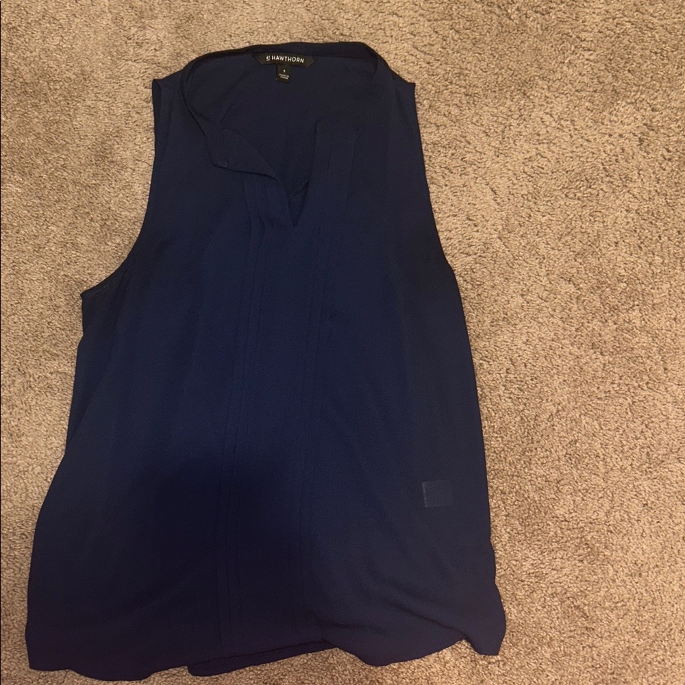 4 Hawthorne Navy Sleeveless Blouse